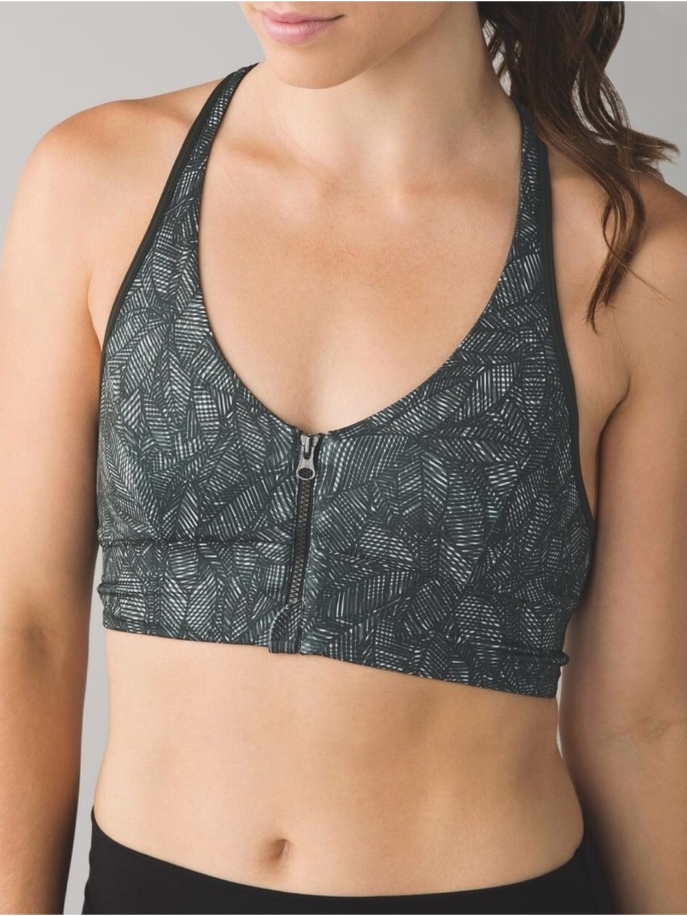 Lululemon Cool To Street Bra *Front Zipper Jazzy White Gator Green Athletic 6